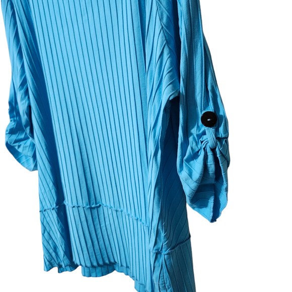 Soft Surroundings‎ Oversized Boho Blue 3/4 Roll Tab Sleeve Tunic Top Shirt Women - Picture 7 of 13